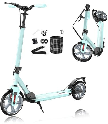 GHBXJX Premium Cityroller 230mm, Klappbarer Scooter mit Scheibenbremse, 5-Fach Höhenverstellung & 3-Fach Stoßdämpfern – Sportroller für Erwachsene und Kinder (Jugendliche) nder (Jugendliche),Blau
