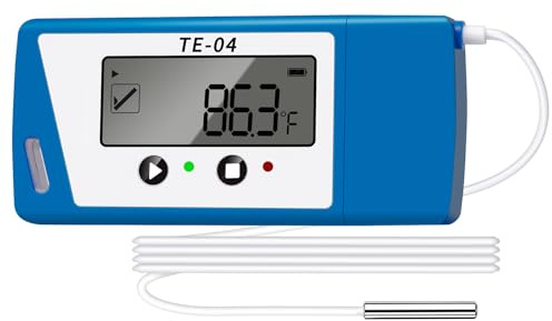 ThermElc TE-04 ET USB Temperatur Datenlogger, Temperaturrekorder mit Externem Sensor, Großem LCD-Bildschirm, Automatischen PDF/CSV-Berichten, 35000 Punkte, Temperaturmonitor für Impfstoffkühlschränke