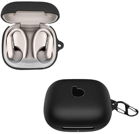 KZIOACSH Silicone Case for Beats Powerbeats Pro 2, Ultra Slim Anti-Scratch Anti-Lost Protective Earbuds Case Lightweight Washable Sumdge-Proof Earphone Skin Cover with Carabiner, Black