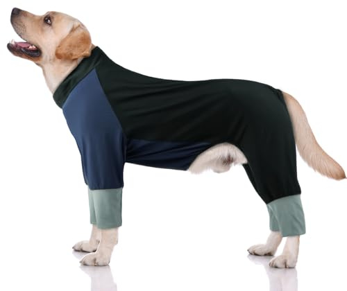 Anti-Shedding Dog Bodysuit, Stretch Lightweight Dog Onesie for Indoor Lounging Car Travel, Breathable Summer Four Leg Full Body Suit, Soft Pollen Protection Suit, Black 5XL