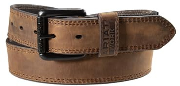 ARIAT Men's Double-Stitch Perforated Leather Belt with Roller Buckle, Brown, 40