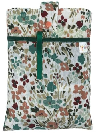 Funda Tablet de 9 a 11 pulgadas – Funda Libro Lectura – Funda Acolchada con Bolsillos – Bolsa Tablet con Cierre de Botón – Protector para iPad,Kindle,Libros,Cuadernos – Hecho a Mano(Flores)