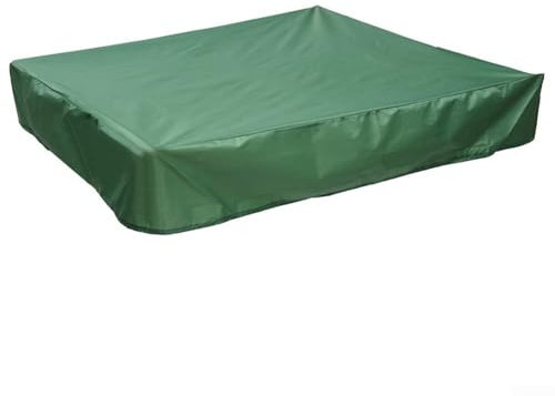 Sandkastenabdeckung, quadratisch, wasserdicht, staubdichter Schutz mit Kordelzug, vermeidet Sand und Spielzeugerde (grün, 120 x 120 cm)