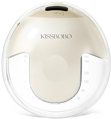 KISSBOBO K5 Wearable Electric Breast Pump – Hands-Free, 4 Modes & 19 Suction Levels, Leak-Proof & Silent, Strong 280mmHg Suction, Portable Rechargeable Pump (Beige, 1PCS)