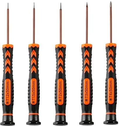 5 Piece Precision Screwdriver Set Phillips 1.2/1.5/2.0/3.0/4.0mm, S2 Steel Magnetic Tip Anti-Slip Handle, Small Phillips Screwdriver Kit for Eyeglass Watch Laptop Phone Computer Repair