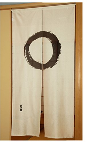 Fukui Textile Factory Noren Vorhang Tapisserie Enso in Kreis beige lang Typ