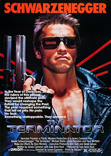 CoolPrintsUK The Terminator Poster, randlos, lebendig, Premium-Filmposter, verschiedene Größen (A3-Größe, 420 x 297 mm)