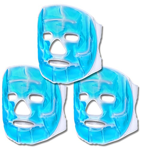 Schramm® 3er Set Kühlmasken Blau Gesichtsmaske Kühlmaske Kühlbrille Augenmaske Gelmaske Schlafmaske Entspannungsmaske Gelbrille Migräne Maske Brille