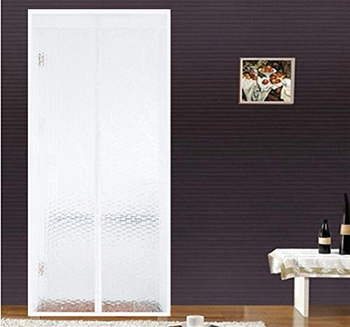 LIVEINU Wärmeschutzvorhang Magnet Thermo Türvorhang Fliegengitter Panel-Isolierung Thermovorhang Wasserdicht Winddicht Klimaanlage Fliegenvorhang für Balkontür Wohnzimmer 120x240cm Weiß