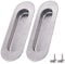 NewZC 2 Pieces Inset Sliding Door Handle Stainless Steel Hidden Door Handles Silver Recessed Door Handles Rectangular Flush Pull Handle for Dresser Closet Wardrobe Cupboard Barn Door with Screw