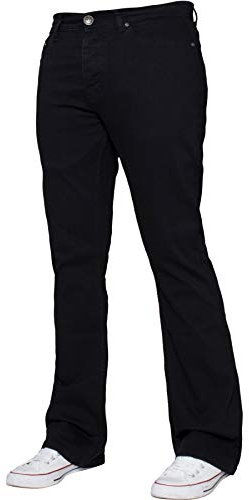 Enzo Herren-Jeans, Bootcut, weites Bein, Stretch, Glocke, ausgestellt, Denim-Hose, alle Taillengrößen, Schwarz , 32 W/34 L