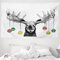 ABAKUHAUS Elche Wandteppich, Weihnachten Tier Xmas Ornamente Kugeln hängen von Hörnern lustig Noel Skizze Kunst, aus Weiches Mikrofaser Stoff Wand Dekoration Für Schlafzimmer, 230 x 140 cm, Grau Weiß
