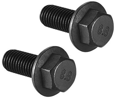 sourcing map M10x25mm Hex Flangia Bulloni Sinistra Filettatura 8.8 Grado Acciaio Al Carbonio Nero 2 pz