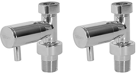 Milano Chrome Straight Heated Towel Rail Radiator Valves