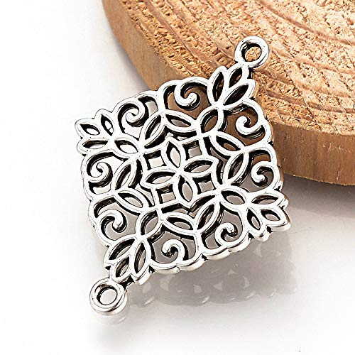 Perlin 30Stk Tibet Silber Schmuck Anhänger Ketten Filigran Verbinder 28mm Zwischenteil Versilbert M570 x3