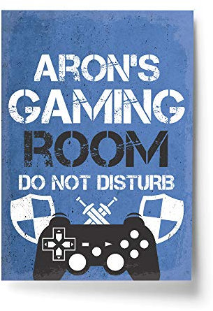 Red Ocean Personalised Bedroom Framed Print Boys Bedroom Wall Art Gamer Gift Gaming Sign Son Gift (A4 Print Only - PERSONALISED Blue Gaming Room)