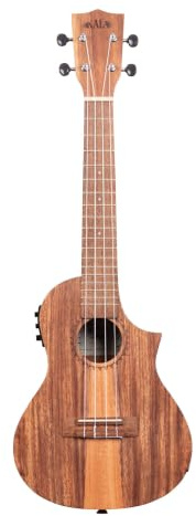 KALA Ukulele da concerto Tri-Top in teak con spalla mancante ed equalizzatore inclusa custodia imbottita