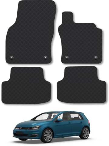 Compatible with Car Mats for VW Golf (2013-2020) 3mm Rubber | Tailored Fit Durable Floor Mats Full Coverage Protection Waterproof Accessories Easy Clean Anti Slip Made in the UK