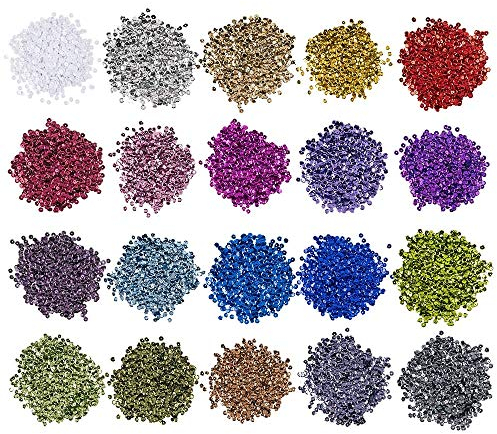 Ideen mit Herz Pailletten-Set, metallic, 20 Farben im 15g Beutel | Pailletten zum aufnähen, aufkleben, auffädeln | Nähen, Kunst, DIY, Schmuck basteln (Ø 4mm - 60000 Stück)