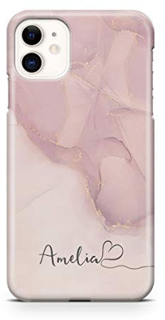 Personalised Watercolour Marble Name with Heart Phone Case for Apple iPhone 11 Pro Max - 1. Pastel Pink Marble