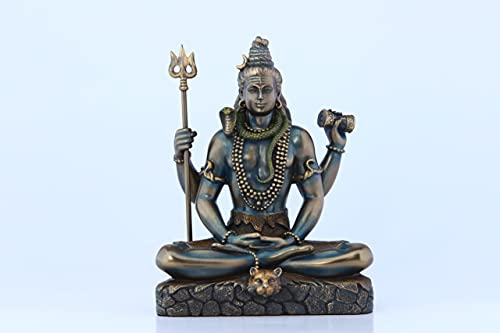 SHIVAJI ARTS Shiva-Statue, 15,2 cm, bronzegebunden, meditierender Lord Shiva Idol, Shiv, Siva, Adiyogi, hinduistischer Gott des Yogas, Tanz, Kunst, Meditation, Zeit