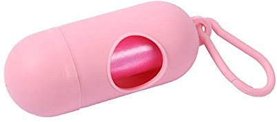 Hundekotbeutelspender Beutelspender mit Leinenclip und einer Rolle Hundekotbeutel mit 15 Beutel (Rosa)
