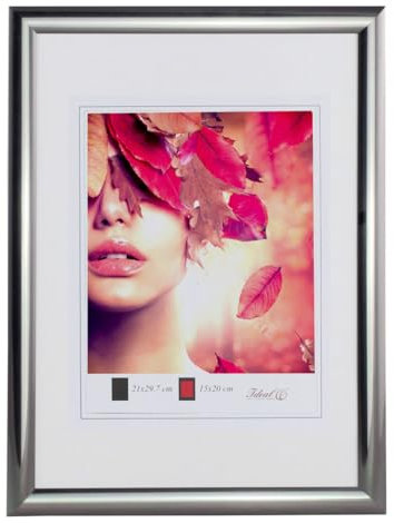 IDEAL TREND Moderner Bilderrahmen mit echtem Glas für wertvolle Erinnerungen Bilder Foto Rahmen mit abgerundetem Profil: Farbe: Stahl | Format: 50x50