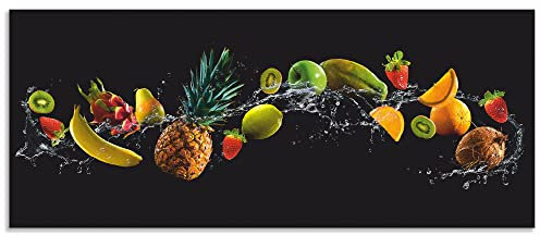 ARTland Spritzschutz Küchenrückwand aus Alu für Küche Herd Spüle 120x50 cm (BxH) viele weitere Größen Design Obst Früchte Schwarz U1TG