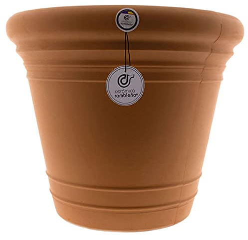 CERMICA RAMBLEÑA | Grand pot de fleurs | Pot de fleurs original | Pot en terre cuite Rouge 35 x 35 x 33 cm