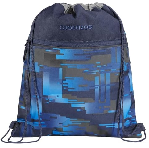 coocazoo Turnbeutel „Deep Matrix”, blau, mit Reißverschlussfach und Kordelzug, reflektierende Elemente, Schlaufen zur Befestigung am Schulrucksack, 10 Liter, ab der 3. Klasse