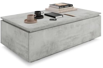MOBILI FIVER, Mesa de Centro elevable, X, Cemento Gris, mesita salón, mesita Auxiliar Baja, Made In Italy