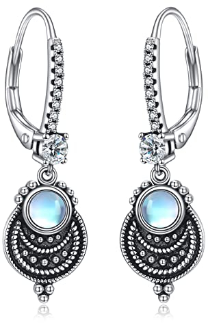 Mondstein Ohrringe 925 Sterling Silber Hängende Mondstein Ohrhänger Muttertag Schmuck Geburtstag Muttertag Geschenk für Damen Frauen Mutter
