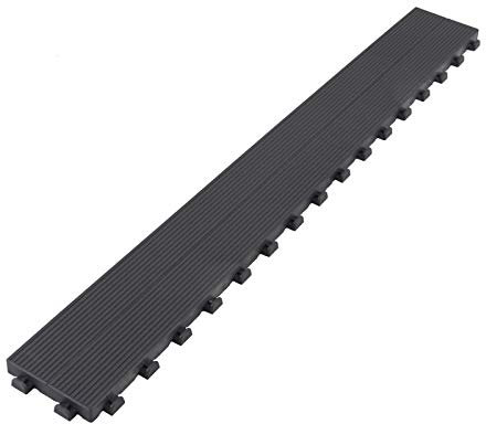Jardinex Lame de terrasse clipsable autoportante (Finition striée) - Gris Anthracite 116 x 14 cm