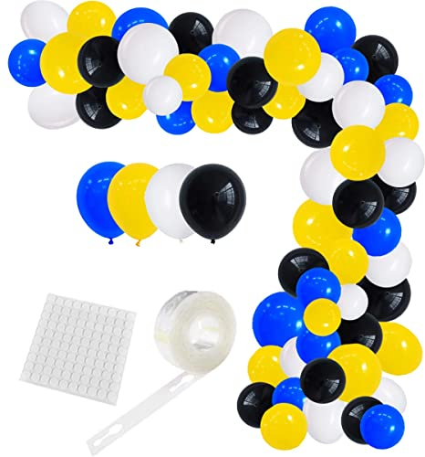 127 blaue und schwarze gelbe Ballongirlanden-Set, königsblaue, gelbe, schwarze und weiße Luftballons für Jungen, Fledermausthema, Geburtstag, Babyparty, Superspinne, Abschlussfeier, Dekoration