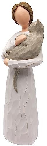 Gift Memorial Cat Sympathy Figurine Statue for Cat Mom, Hand-Painted Angel in Memory of Passed Pet