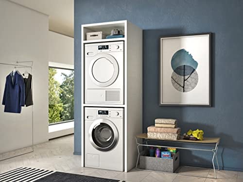 Arredo Stock Mobile a colonna per lavatrice e asciugatrice bianco, 70x64x203 cm