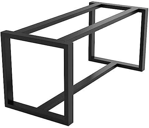 MetaloPro Pieds de Table en Métal Robuste - Noirs Avec Vis et Protection de Sol - Cadre Trapèze Pour Table Basse Moderne, à Manger, de Salon - 170 x 70 x 72 cm