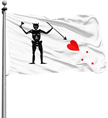 90X150cm Banderas De Jardín Bandera Pirata Calavera Barbanegra Bandera Decorativa De Patio Doble Cara Banderas De Exterior Duradero Bandera De Vacación Decorativa Para Vacación Fiesta Jardín