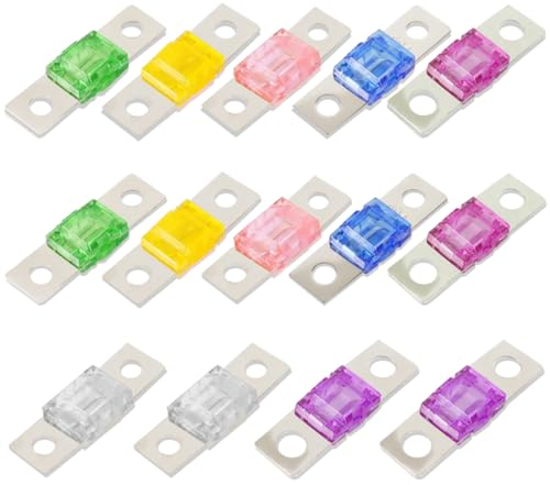 yotutun 14 Stück Midi Hochstromsicherung, Midi Sicherungen 30/40/50/60/70/80/100 Ampere 32V Hochstromsicherung Kfz Sicherungen Set Bolt-on Sicherung für PKW, LKW, Baufahrzeuge