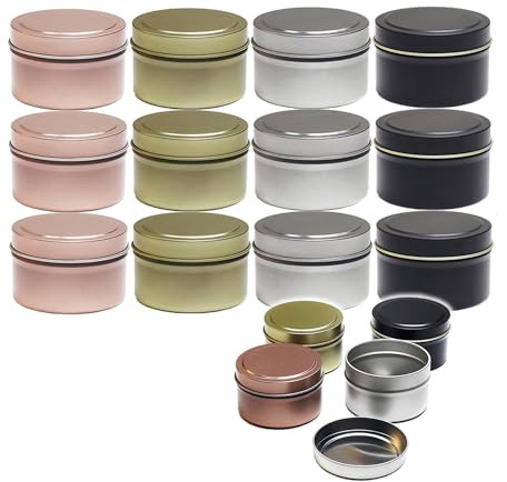 12 Stück Kerzendosen,Kerzenbehälter,55ml Leere Metalldosen Behälter mit Deckel,Mini Candle Making Jars,Trockene Vorratsdosen,für die Kerzenherstellung,Für Kerzen,DIY,Schmuck,Kosmetik (Bunt)