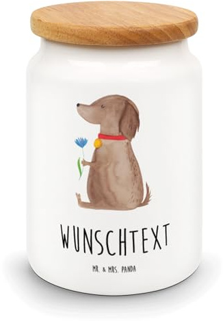 Mr. & Mrs. Panda Dose personalisiert Hund Blume - Personalisierte Geschenke, Keksdose, Kaffeedose mit Namen, Hunde, Keramikdose, Haha, Personalisierbare, Hunderasse, Süß, Hundeliebe