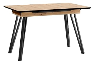 byLIVING Esszimmertisch Berlin/Tischplatte Artisan Eiche hell-braun/Füße Metall schwarz/mit Synchron-Auszug/B 120-160, H 75, T 80 cm