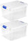 ForenTex Caja Almacenaje Plástico 25L con Tapa y Cierres (N2, 2 Ud) – Transparente, Apilable, para Zapatos, Libros, Juguetes y Utensilios de Cocina