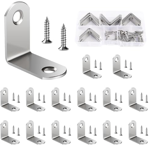 VooGenzek 15 Stücke 30x30x16 mm Edelstahl 90 Grad L-förmige Winkelhalterungen, L Winkel Edelstahl Winkelverbinder, Metall Winkel Eckwinkel, mit 30 Stücke Schrauben, für Holzregal Möbel Regal