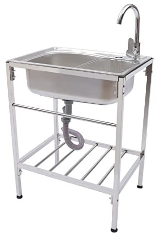 KüChe Mobiles Handwaschbecken Waschbecken Waschstation Edelstahl Wasserhahn Catering Sink Commercial Kitchen Stainless Single Bowl Drainer Unit Faucet Mobiler Multifunktionswaschtisch SpüLtisch