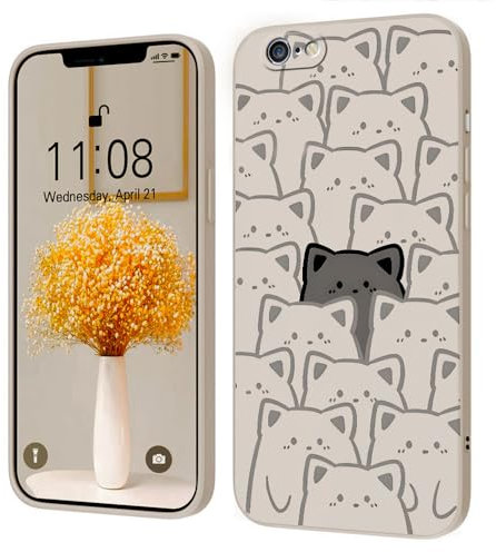 Creativo Cartone Animato Custodia Morbida in Silicone Compatibile con iPhone 6 Plus/iphone 6s Plus Cover, [Pattern Gatto] Anti Fall Protettivo Case,Bianco