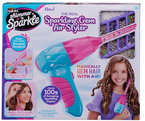 Shimmer N Sparkle Real Sparkling Gem Air Styler Create beaded gem threads for childrens hair Present for girls aged 8 and over