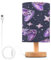 Minimalist Night Stand Light Lamp - Purple Gaming Joystick Bedside Table Lamp with USB Port，Wood Base Round Flaxen Fabric Shade Desk Reading Lamp for Living Room Office Dorm