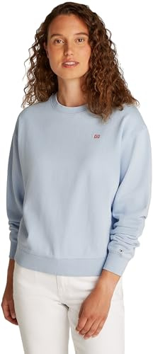Tommy Hilfiger Damen Sweatshirt Contrast Flag Regular Fit, Blau (Breezy Blue), L