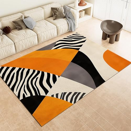 Waschbarer Teppich 120 x 170 cm Bedruckter Läufer, Geometrisches Rautenmuster rutschfest Teppich für Wohnzimmer Schlafzimmer Büro - Bunt Kurzflor Kinderzimmer Läufer